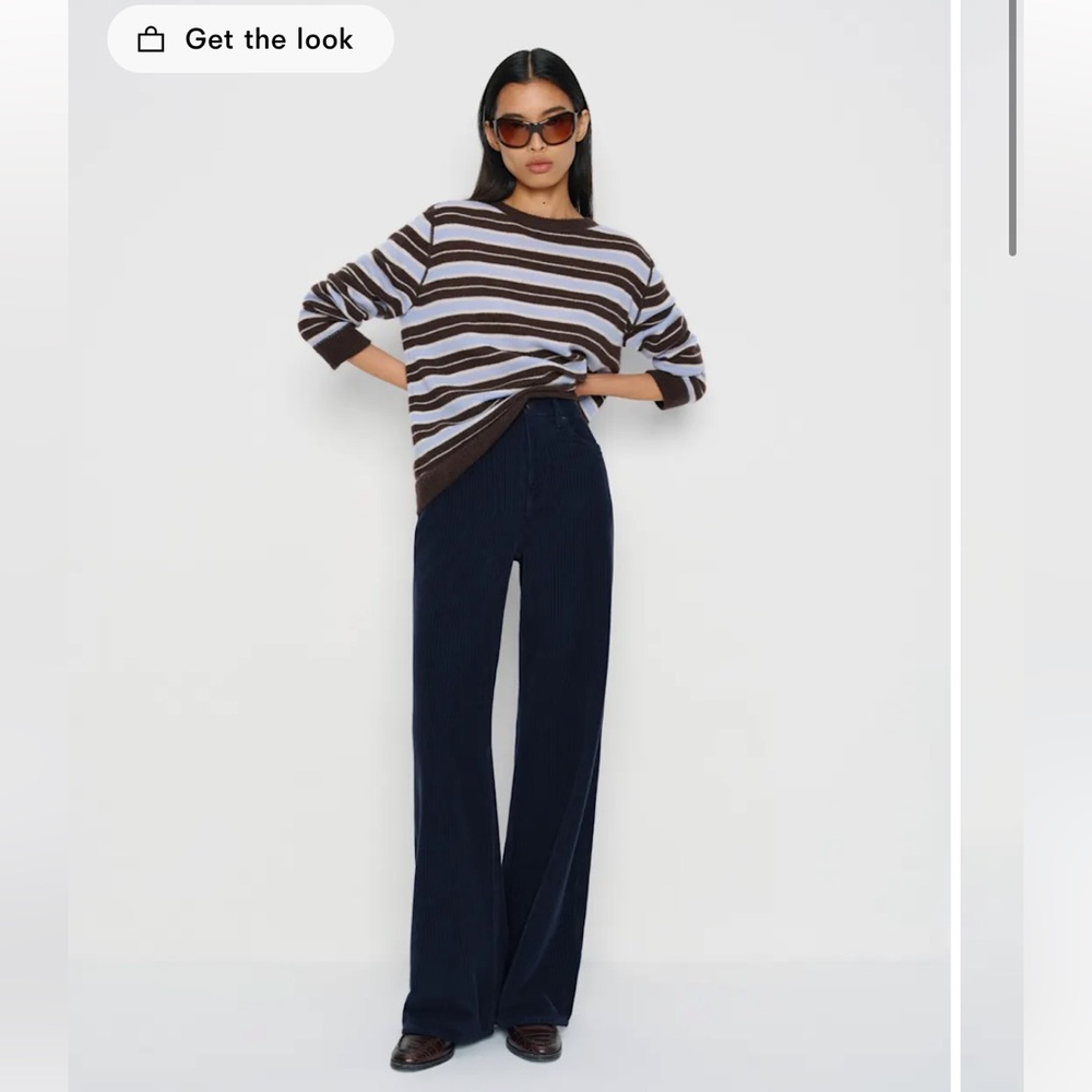 Cary High Rise Slouchy Wide Leg Jeans navy corduroy